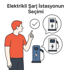 İstanbul elektrikçi Elektrikli Şarj İstasyonu Önerileri: 2025 Kapsamlı Rehber Şarj istasyonu modelleri arasında karşılaştırma yapan kişi illüstrasyonu