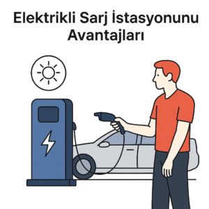 İstanbul elektrikçi Elektrikli Şarj İstasyonu Önerileri: 2025 Kapsamlı Rehber Elektrikli araca fiş takan kişi ve güneş enerjisi ikonu