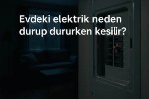 İstanbul elektrikçi Evdeki Elektrik Neden Durup Dururken Kesilir? Karanlık bir odada açık sigorta kutusu, evdeki ani elektrik kesintisini temsil ediyor.