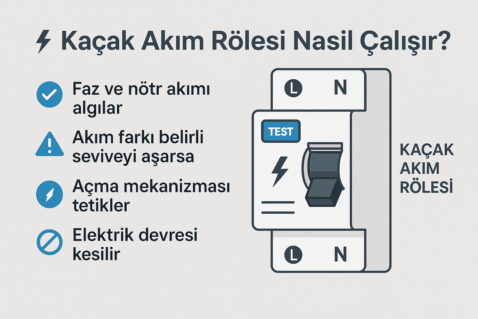 İstanbul elektrikçi Monofaze Kaçak Akım Rölesi Nedir? kacak akim rolesi ile elektrik carpmasina karsi koruma