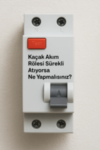 Kaçak akım rölesi, elektrik panosuna monte edilmiş beyaz güvenlik cihazı