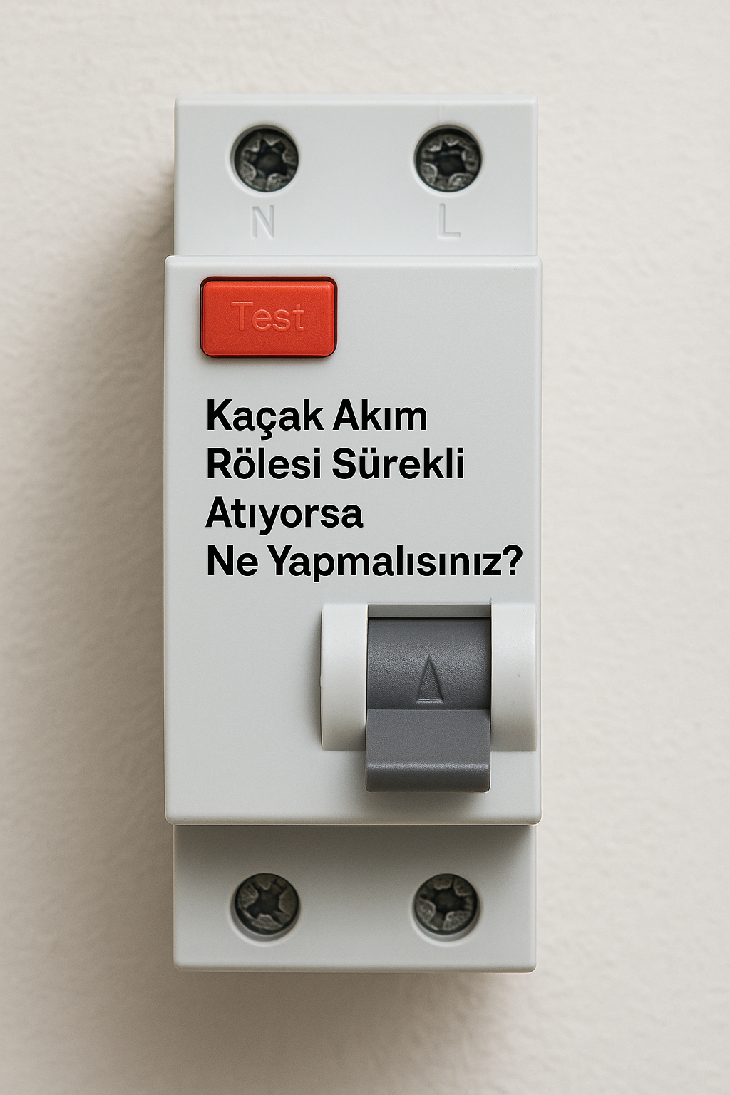 Kaçak akım rölesi, elektrik panosuna monte edilmiş beyaz güvenlik cihazı
