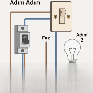 İstanbul elektrikçi Aydınlatma Devresi Çalışma Prensibi Uzman Görüşü Aydınlatma devresi bağlantı şeması, adım adım elektrik bağlantıları gösterilmiştir.