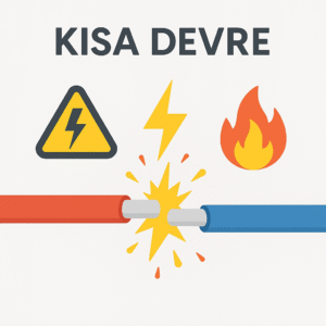 İstanbul elektrikçi ⚡ Kısa Devre Nedir ve Nasıl Önlenir? Kısa devre şeması - iki kablonun birbirine temas ederek kıvılcım çıkarması ve yangın riski